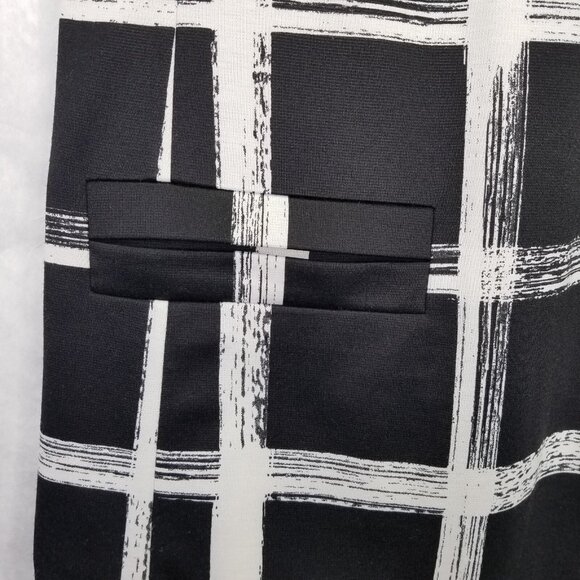 Eliza J A-Line Dress Women's 6 Black White Windowpane Sleeveless Modern Back Zip - Picture 6 of 14